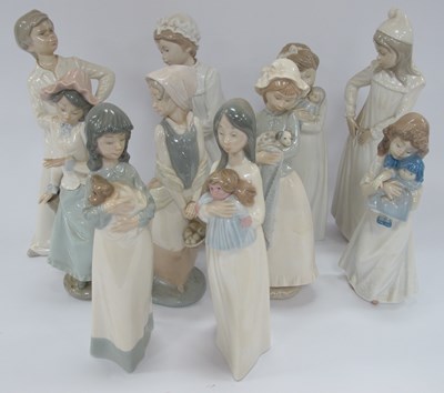 Lot 1189 - Collection of ten Spanish Lladro NAO porcelain...