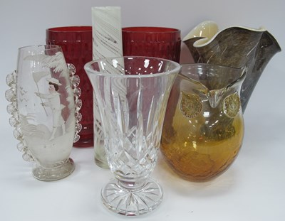 Lot 1191 - Glassware, including pair of ruby vases...