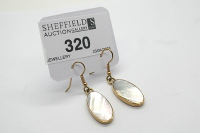 Lot 320 - A Pair of 9ct Gold Mother of Pearl Inset Oval...