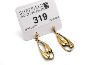 Lot 319 - Ola Marie Gorie; A Pair of 9ct Gold Openwork...