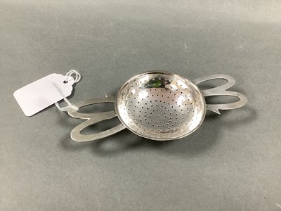 Lot 48 - A Hallmarked Silver Twin Handled Tea Strainer,...