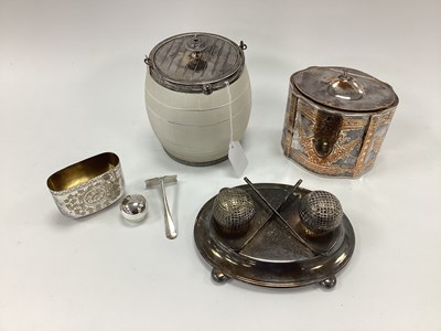 Lot 170 - A Vintage Plated Mounted Frosted Glass Biscuit...