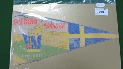 Lot 779 - 1958 World Cup Sweden Pennant, 16 x 29cm.