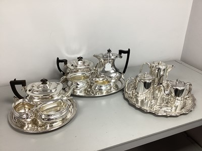 Lot 169 - A Four Piece Plated Tea Set, of plain oval...