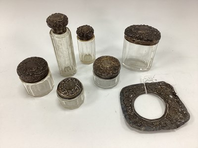 Lot 36 - A Part Set of Hallmarked Silver Topped Glass...