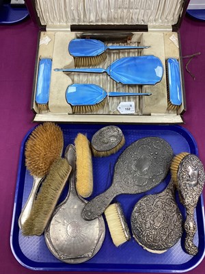 Lot 152 - A Hallmarked Silver and Blue Enamel Backed...