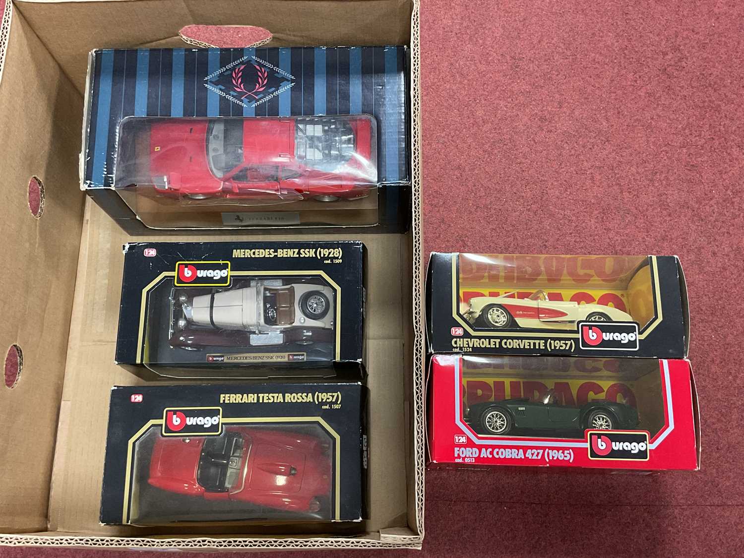 Lot 354 - Five 1:18 and 1:24 Scale Diecast Cars by Tonka...