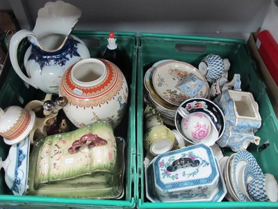 Lot 1073 - Ceramics, including 19th-century blue and...