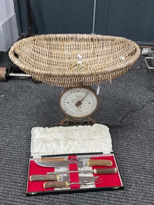 Lot 1563 - Salters Infant Weighing Machine with Wicker...