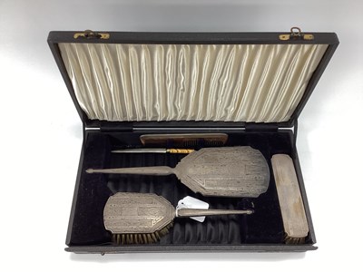 Lot 28 - A Cased Hallmarked Silver Dressing Table Set,...