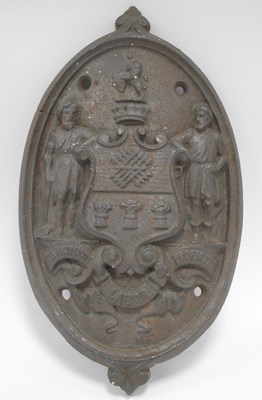 Lot 1323 - Sheffield Coat of Arms Oval Iron Wall Plaque,...