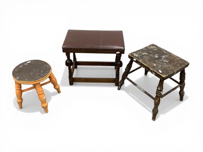 Lot 1555 - 1920s Oak Stool, with studded top. two four...