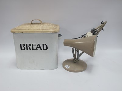 Lot 1426 - Angle Poise Lamp, and enamelled bread bin (2).
