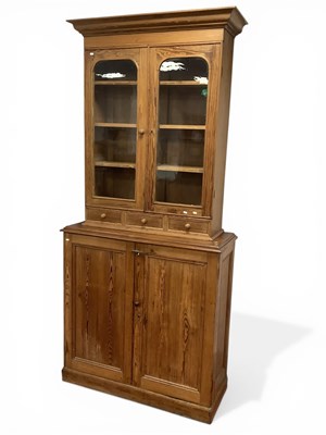 Lot 1591 - XIX Century Pitch Pine Bookcase, top with a...