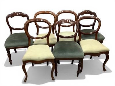Lot 1583 - Harlequin Set of Seven Mahogany Balloon back...