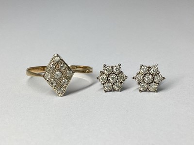 Lot 63 - A Pair of 9ct White Gold Flowerhead Cluster...