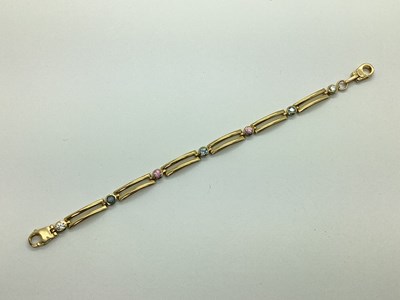 Lot 94 - A Stone Set Panel Style Bracelet, of openwork...