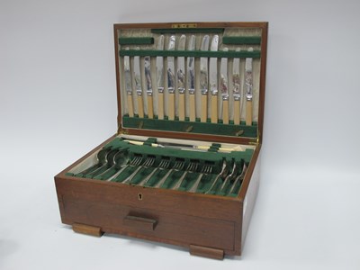 Lot 1265 - A 1940s wooden boxed silver plated canteen of...