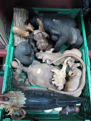 Lot 1047 - Collection of hand-carved wooden animal...