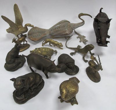 Lot 1324 - Metal animal figures and ornaments, including...