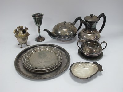 Lot 1277 - Silver plated wares, including teapot, hot...