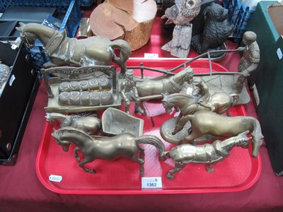 Lot 1362 - Collection of brass figures, mainly equestrian...