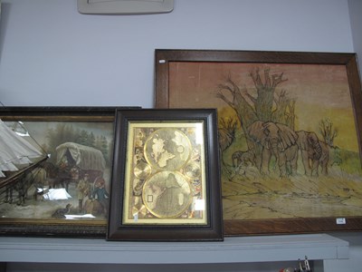 Lot 1132 - Framed pictures and fire screen, including...