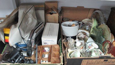 Lot 1140 - Chrome Cake Stand, Minolta binoculars,...