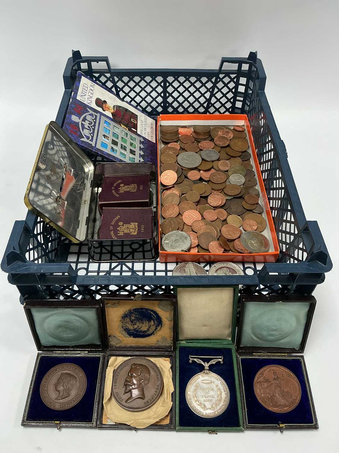 Lot 439 - Collection Of Coins And Medals, includes a...