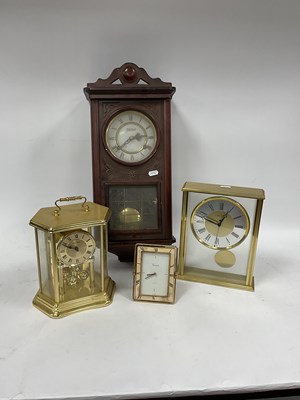Lot 1052 - Clocks, including wooden cased Highlands wall...