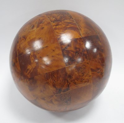 Lot 1320 - A large decorative parquetry burr wood sphere,...