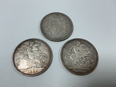 Lot 524 - Three GB Victoria Silver Crowns, 1845, 1889...