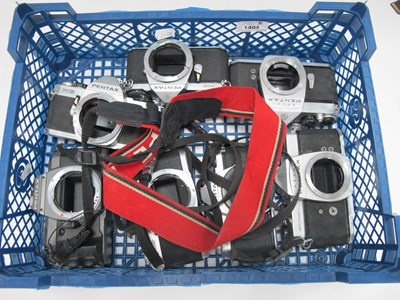 Lot 1404 - Pentax 35mm SLR Film Camera Bodies to include,...
