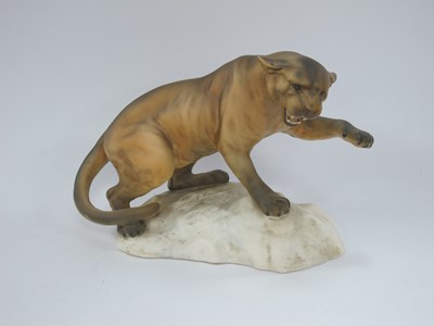 Lot 1247 - A large Beswick 1702 figure "Puma on Rock",...