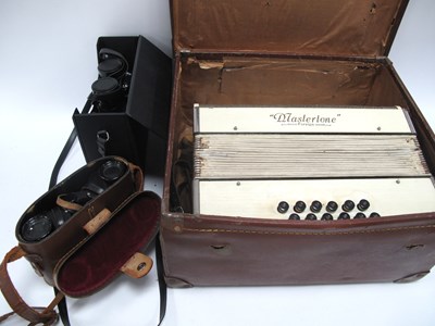 Lot 1333 - Mastertono Accordion, two pairs of binoculars,...