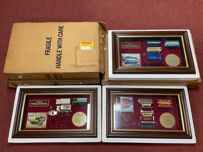 Lot 433 - Three Matchbox framed 'Exploded' diecast...