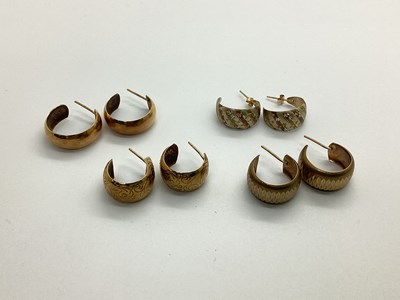 Lot 106 - Four Pairs of Hoop Earrings, (including...
