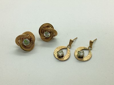 Lot 84 - A Pair of Knot Style Earrings, with central...