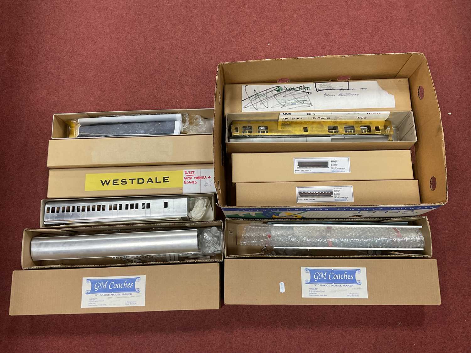 Lot 366 - Seven 'O' Gauge/7mm Boxed Coach Kits,...