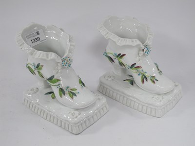 Lot 1239 - Pair of Porcelain Boot Posies, possibly...