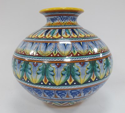 Lot 1184 - Italian Majolica Hand Painted Vase 'Dip A Mano...
