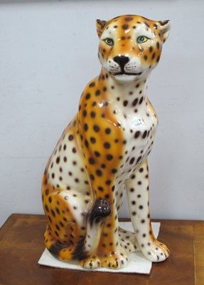 Lot 1454 - Large Italian Pottery Cheetah, in seated...