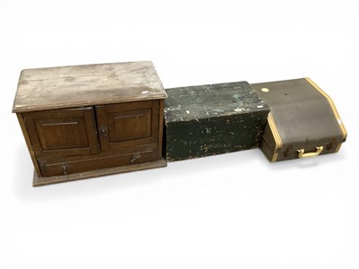 Lot 1586 - Oak Table top Cabinet, together with a green...