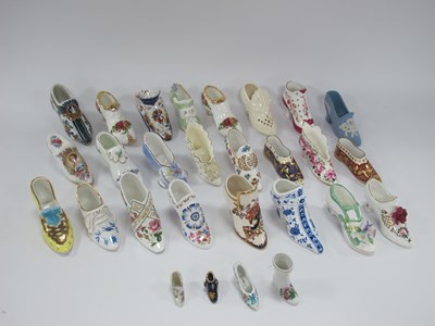 Lot 1219 - Ceramic Posy Shoes, including Coalport, Spode,...