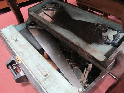 Lot 1145 - Tools - saws by Sandvik, axe, Stanley hand...