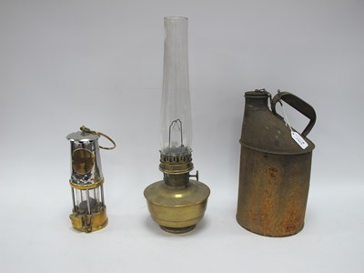 Lot 1423 - BP Oil Canister 32cm tall, oil lamp and...