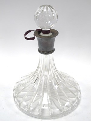 Lot 1411 - Glass Ships Decanter with Silver Collar,...