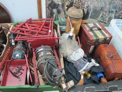 Lot 1014 - Witch Puppets, leather-covered box, pottery...