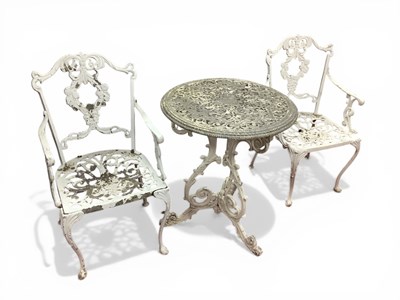 Lot 1526 - A Pair of White Painted Aluminium Garden...
