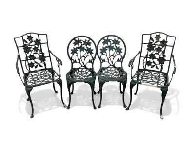 Lot 1559 - A Matched Set of four Green Painted Aluminium...